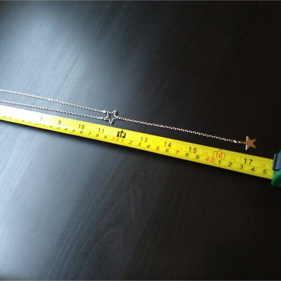 Silver Star Lariat Necklace 18k white gold plated metal T&J Designs minimalist - Picture 8 of 14